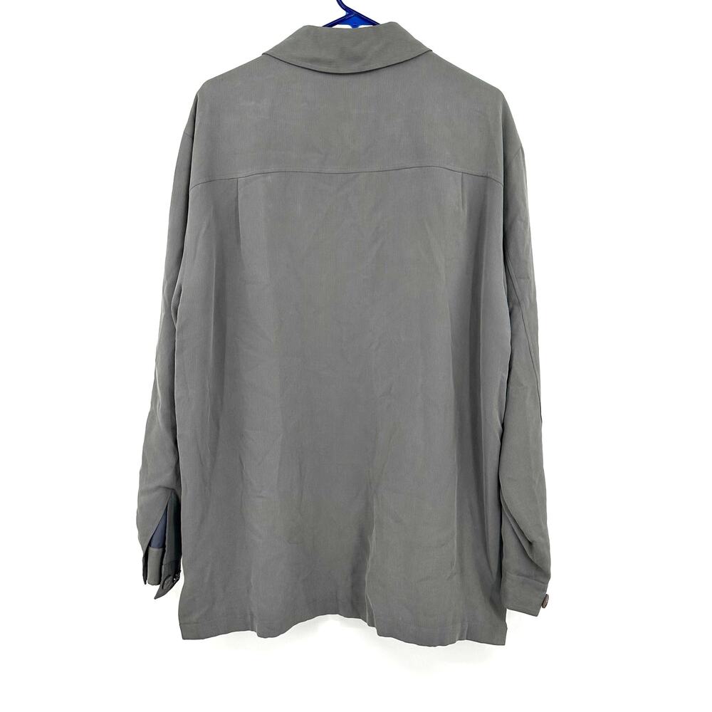 Bobby Chan Size M Button Up Long-Sleeved Overshirt Gray 100% Silk Inner Pocket - Picture 2 of 7